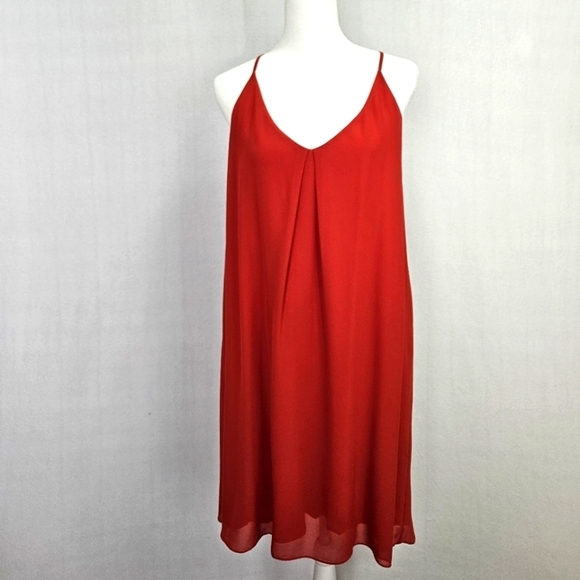 Gianni Bini Women's Red Cocktail Trapeze Mini Sleeveless Dress Size L - Picture 2 of 7